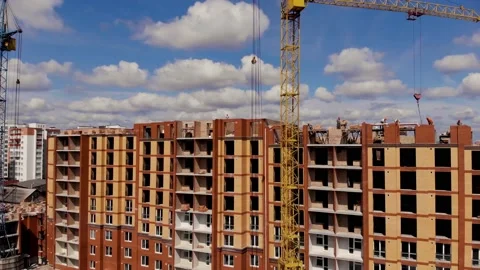 Construction site with crane and building Stock Footage 162892916