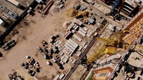 Construction site with crane and building Stock Footage 162893098