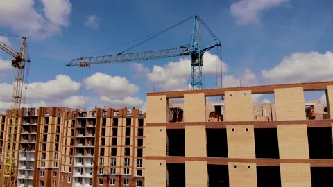 Construction site with crane and building Stock Footage 162893163