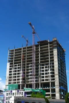 Construction site with crane and building Stock Photos