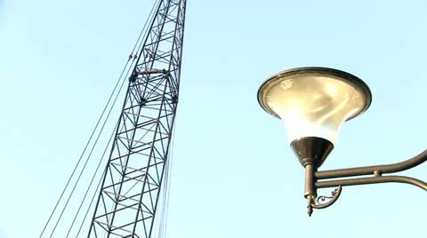 Construction site, crane and light Stock Footage 11217836