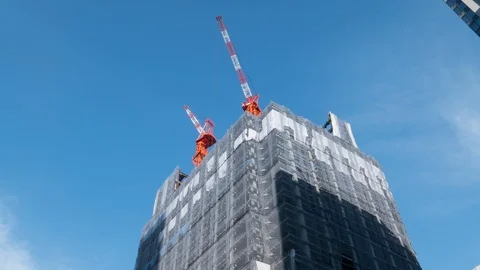 Construction site with crane. Building of a modern skyscraper. 4K time-lapse Vídeos de archivo 126763399