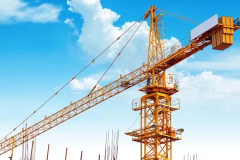 Construction site crane close-up Stock Photos