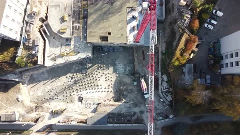 Construction site with crane Stock Footage 164146349