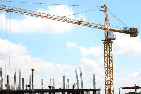 Construction site with crane over a building Stock Photos