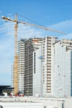 Construction site with crane Stock Photos