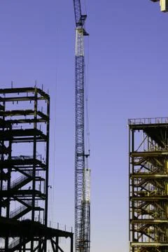 Construction site &amp; the crane Stock Photos