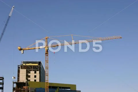 Construction site & the crane Stock Photos
