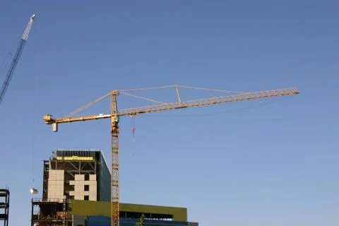 Construction site &amp; the crane Stock Photos
