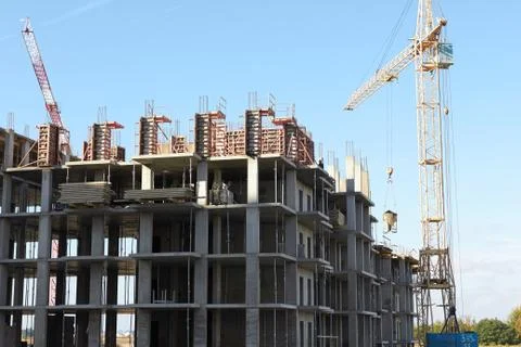 Construction site with crane Stock Photos