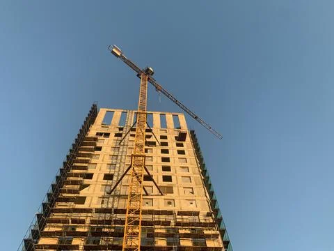 Construction site with crane Stock Photos