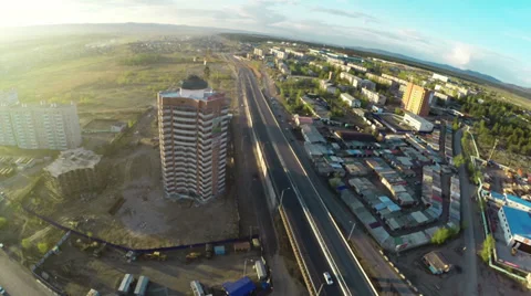 Construction site with crane shot from UAV quadcopter Vidéo 38604391