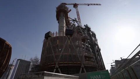 Construction site with crane viewed from below in time lapse Stock-Footage 126275327