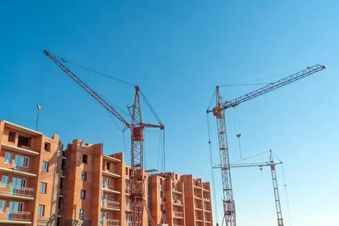 Construction site with a crane.Long-term construction.A new building under .. Foto stock