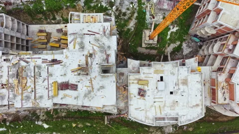 Construction site with cranes active. Active construction scene with machinery Stock Footage 337911736