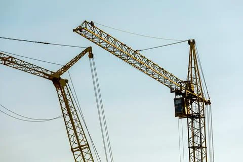 Construction site with cranes against the background of new buildings Stock-Fotos