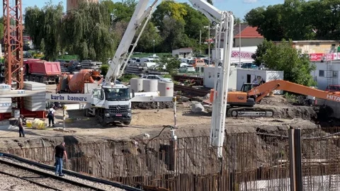 Construction site with cranes and other construction equipment Stock Footage 247625321