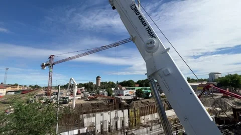 Construction site with cranes and other construction equipment Stock Footage 247625339