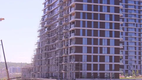 Construction site, cranes, buildings Stock Footage 123299830