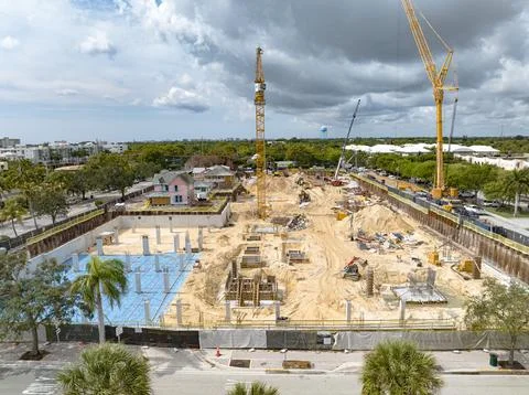 Construction site with cranes in Delray Beach Florida Stock Photos