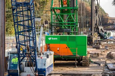 Construction Site Cranes  Driebergen Station Stock Photos