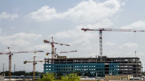 Construction site with cranes . Stock Footage 49236014
