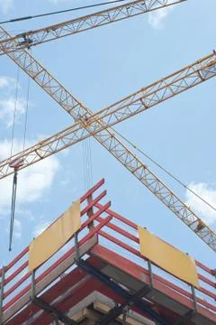 Construction site with cranes Stock Photos
