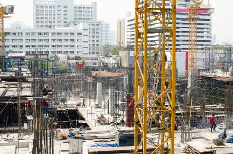 Construction site with  cranes Foto stock