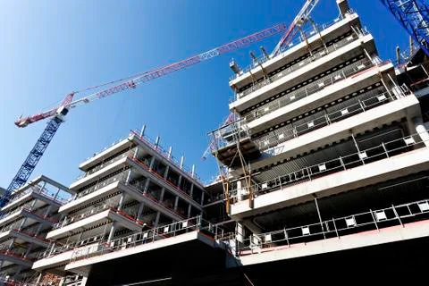 Construction site with cranes Stock Photos