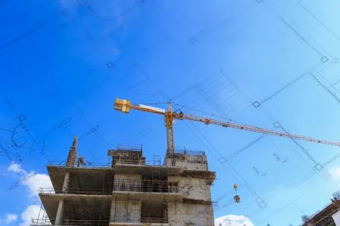 Construction site with cranes Foto stock