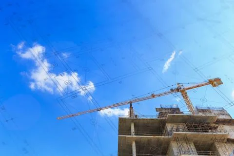 Construction site with cranes Stock Photos