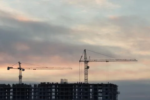 Construction site with cranes Stock Photos
