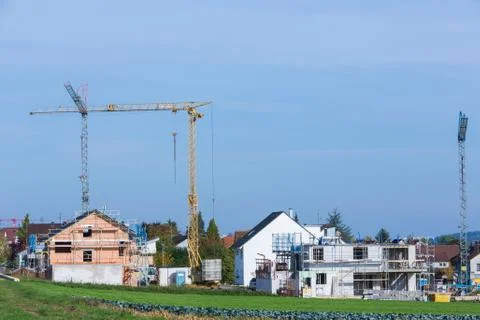 Construction site with cranes Stock Photos