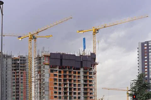 Construction site cranes Stock Photos