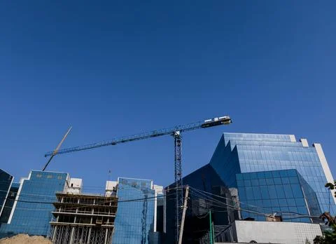 Construction site with cranes Stock Photos