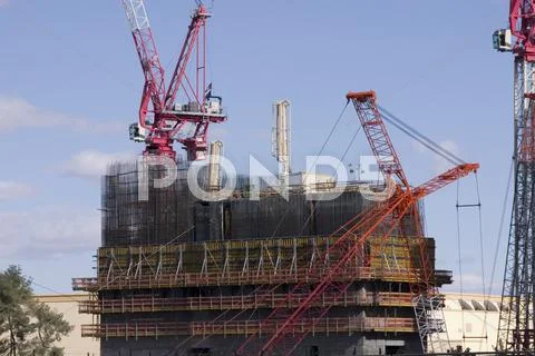 Construction site with cranes in the strip in las vegas Stock Photos