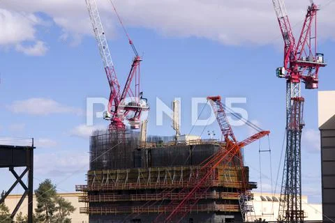 Construction site with cranes in the strip in las vegas Stock Photos