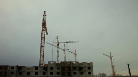Construction site, cranes working, time-lapse. Stock-Footage 27085797