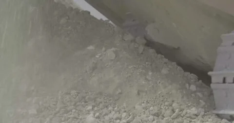 Construction site, crawler tractor driving on a gravel hill, day Stock Footage 303407739