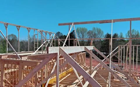 A construction site is currently underway to build a new residential house. Foto stock
