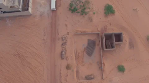 Construction Site Developing Arid Land Aerial - Graded Stock Footage 322535301