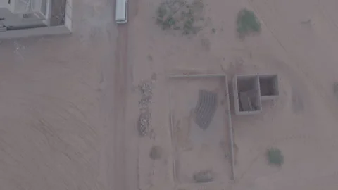 Construction Site Developing Arid Land Aerial - Ungraded Stock Footage 322544269