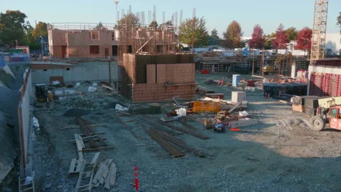Construction Site Development, Industry Worker Equipment Building Stock Footage 151575766