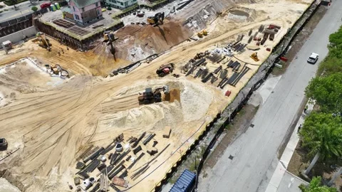 Construction Site development  with machines Stock Footage 246016162