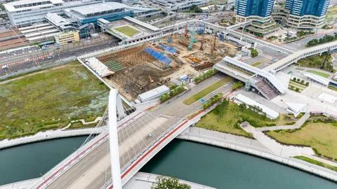 Construction site development near busan station south korea Stock Photos
