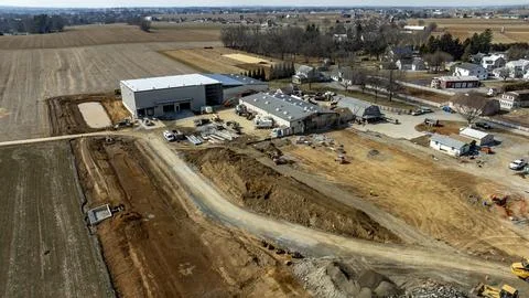 Construction Site Development in Rural Area With Progress on New Buildings an Stock Photos