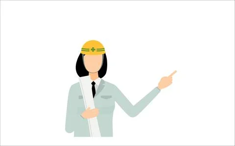 Construction site director pose set, female Stock Illustration