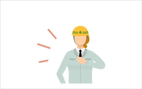 Construction site director pose set, senior female Stock Illustration