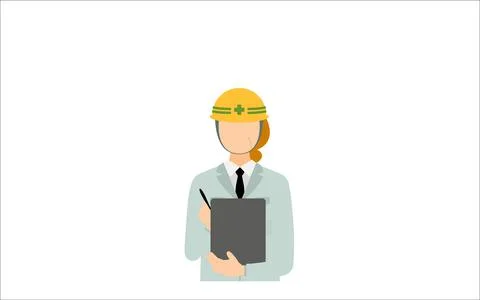 Construction site director pose set, senior female Stock Illustration