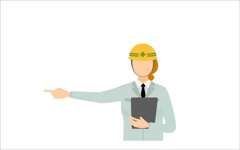 Construction site director pose set, senior female Stock Illustration